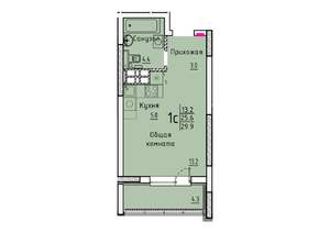 Студия квартира, вторичка, 30м2, 10/25 этаж