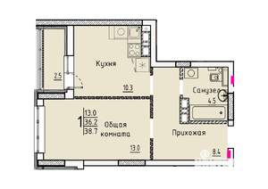 Студия квартира, вторичка, 39м2, 20/25 этаж