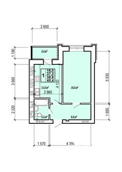 1-к квартира, вторичка, 40м2, 9/10 этаж