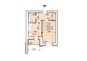 1-к квартира, вторичка, 36м2, 9/10 этаж