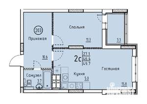 Студия квартира, вторичка, 50м2, 2/25 этаж