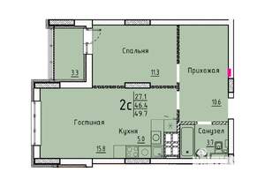 Студия квартира, вторичка, 50м2, 16/25 этаж