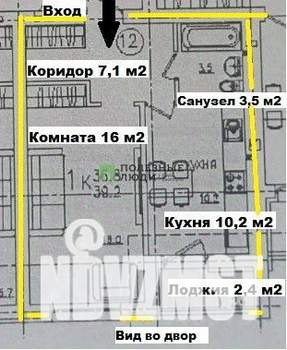 1-к квартира, сданный дом, 39м2, 6/19 этаж