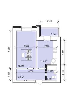 1-к квартира, вторичка, 40м2, 8/10 этаж