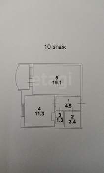 1-к квартира, вторичка, 40м2, 10/10 этаж