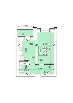 1-к квартира, вторичка, 40м2, 3/10 этаж
