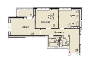 Студия квартира, вторичка, 52м2, 2/25 этаж
