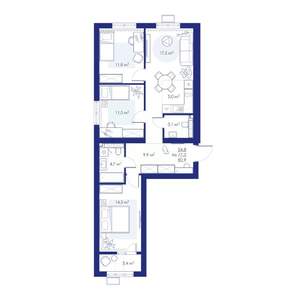 4-к квартира, строящийся дом, 81м2, 5/10 этаж