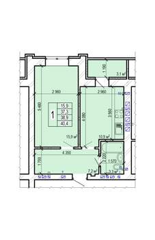 1-к квартира, вторичка, 40м2, 8/10 этаж