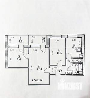 3-к квартира, вторичка, 56м2, 4/9 этаж