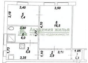 2-к квартира, вторичка, 41м2, 1/2 этаж