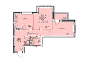 Студия квартира, вторичка, 55м2, 9/25 этаж