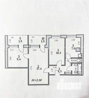 3-к квартира, вторичка, 56м2, 4/9 этаж