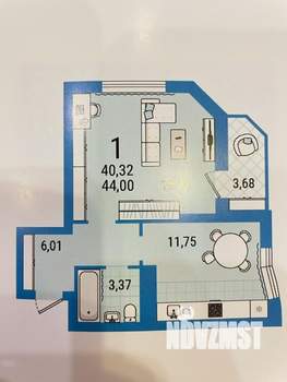 1-к квартира, вторичка, 40м2, 24/25 этаж