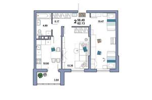 2-к квартира, вторичка, 62м2, 7/10 этаж