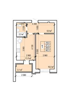 1-к квартира, вторичка, 40м2, 9/10 этаж