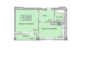 2-к квартира, сданный дом, 56м2, 4/10 этаж