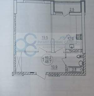 1-к квартира, вторичка, 49м2, 9/19 этаж