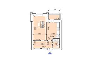 1-к квартира, вторичка, 40м2, 4/10 этаж