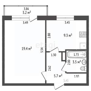 1-к квартира, вторичка, 38м2, 8/10 этаж