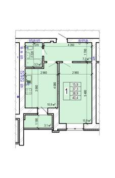 1-к квартира, вторичка, 40м2, 10/10 этаж