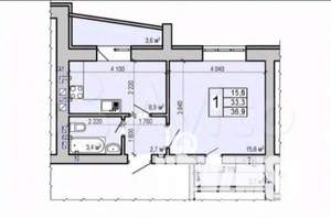1-к квартира, вторичка, 33м2, 2/10 этаж