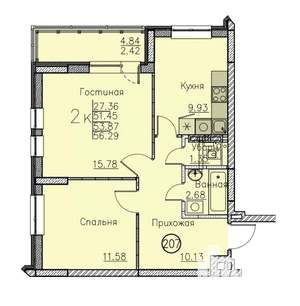 Студия квартира, вторичка, 56м2, 7/10 этаж