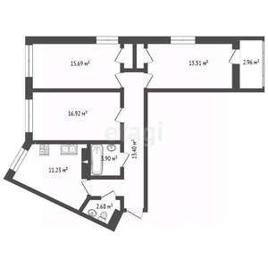 3-к квартира, вторичка, 79м2, 16/20 этаж