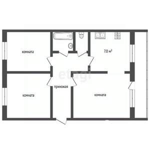 3-к квартира, вторичка, 65м2, 2/5 этаж