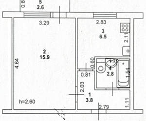 1-к квартира, вторичка, 29м2, 4/5 этаж