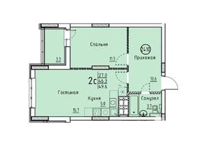 Студия квартира, вторичка, 50м2, 24/25 этаж