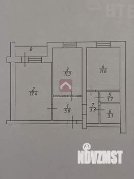 2-к квартира, вторичка, 54м2, 6/10 этаж
