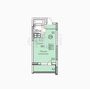 Студия квартира, вторичка, 30м2, 15/25 этаж
