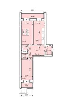 2-к квартира, вторичка, 76м2, 1/10 этаж