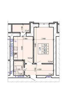 1-к квартира, вторичка, 41м2, 5/10 этаж