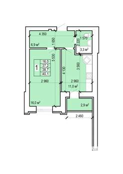 1-к квартира, вторичка, 40м2, 5/10 этаж