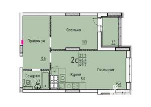 Студия квартира, вторичка, 50м2, 4/25 этаж