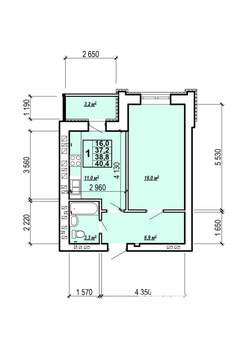 1-к квартира, вторичка, 40м2, 8/10 этаж