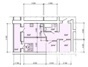 1-к квартира, сданный дом, 41м2, 7/10 этаж
