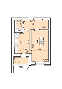 1-к квартира, вторичка, 40м2, 10/10 этаж