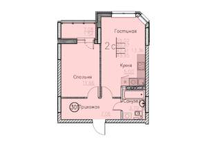 Студия квартира, вторичка, 44м2, 9/10 этаж