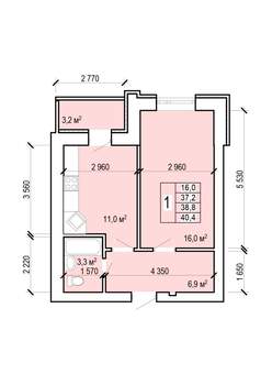 1-к квартира, вторичка, 40м2, 9/10 этаж
