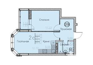 Студия квартира, вторичка, 42м2, 2/10 этаж