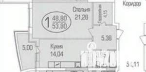 1-к квартира, вторичка, 49м2, 8/22 этаж