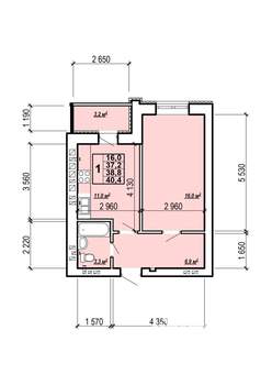 1-к квартира, вторичка, 40м2, 9/10 этаж
