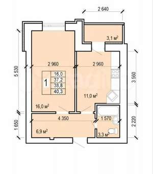 1-к квартира, вторичка, 40м2, 8/10 этаж