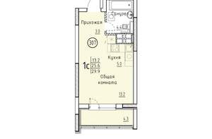 Студия квартира, вторичка, 30м2, 3/25 этаж