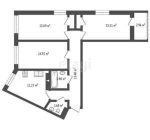 3-к квартира, вторичка, 79м2, 16/20 этаж