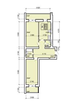 2-к квартира, вторичка, 73м2, 10/10 этаж