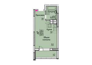 Студия квартира, вторичка, 30м2, 2/25 этаж